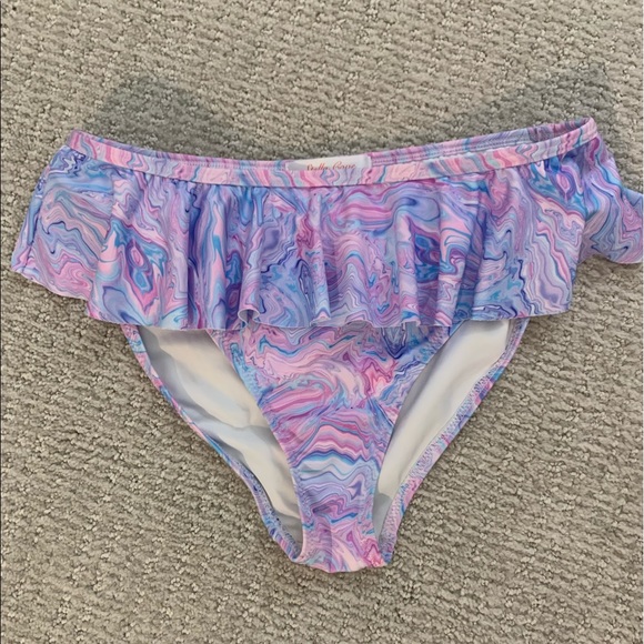 Stella Cove Pnk and Purple Tie Dye Off the Shoulder Kids 14 yrs Swimsuit Bikini - Picture 2 of 5